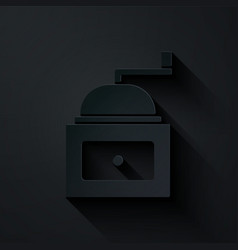 Paper Cut Manual Coffee Grinder Icon Isolated