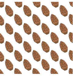 Seamless Pattern With Brown Pine Cones Hand Drawn