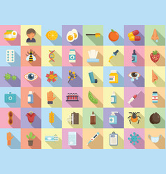 Seasonal Allergy Icons Set Flat Sneeze Flu