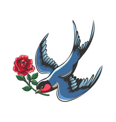 Swallow With Rose Tattoo