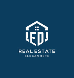 Letter Ed Logo For Real Estate With Hexagon Style