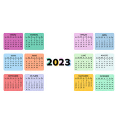 Pocket Calendar On 2023 Year Spanish Color