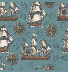 Sailing Ship Colorful Pattern Seamless