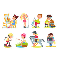 Kids Hobbies Little Children Characters Engaged