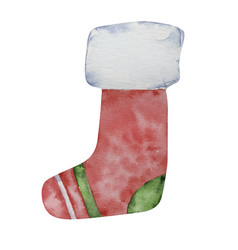 Watercolor Christmas And Green Stocking