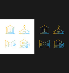 Building Safe House Gradient Icons Set For Dark