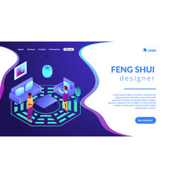 Feng Shui Interior Isometric 3d Landing Page