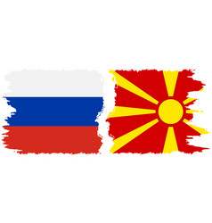 Northern Macedonia And Russia Grunge Flags