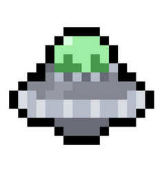 Pixel Flying Saucer Ufo - Isolated 8 Bit