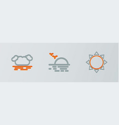 Set Line Sun Cloud And Sunset Icon