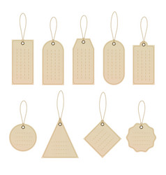 Set Of Tags On Craft Paper With Rope Blanks