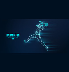 Abstract Silhouette Of A Badminton Player On Blue