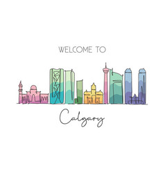 One Single Line Drawing Calgary City Skyline