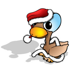 Cute Brown Duckling As Santa Claus