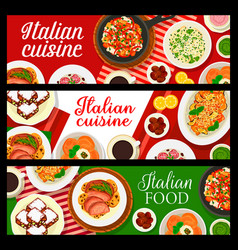 Italian Cuisine Banners Pasta Veggie Baked Meat