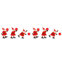 Santa Claus Play Bowling Seamless Border Pattern