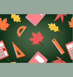 Seamless Pattern Of Autumn Leaves And School