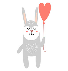 Cute Bunny With Heart Balloon Rabbit Character