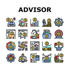 Financial Advisor Meeting Icons Set