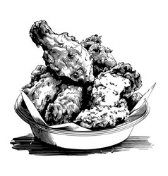 Fried Chicken Deep Sketch Hand Drawn