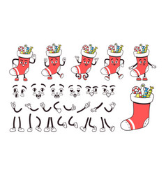 Retro Groovy Christmas Sock With Sweets Cartoon