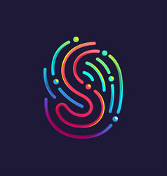 S Letter Logo Made Of Fingerprint Multicolor Line