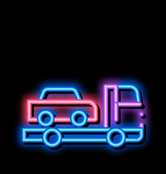 Truck Picks Up Car Neon Glow Icon