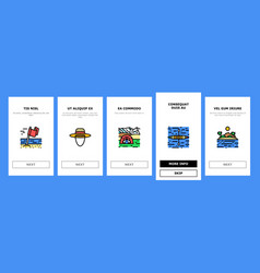 Summer Season Vacation Nature Onboarding Icons Set