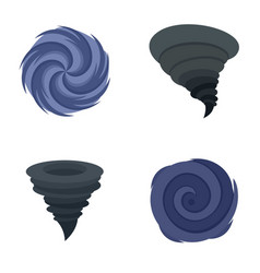 Hurricane Storm Damage Icons Set Flat Style