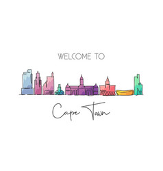 Single Continuous Line Drawing Of Cape Town