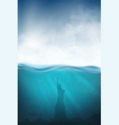 Underwater With Shark Statue Liberty