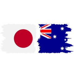 Australia And Japan Grunge Flags Connection