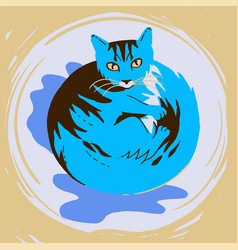 Cat Curled Up In A Ball Minimalism Flat