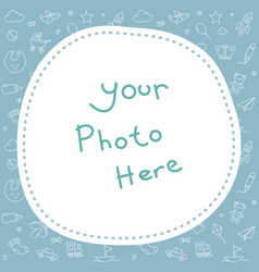 Cyan Light Grey Blue Cute Baby Photo Frame