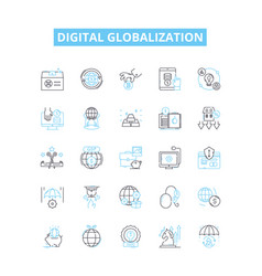 Digital Globalization Line Icons Set