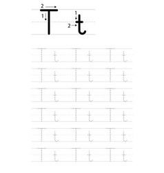 Printable Letter T Alphabet Tracing Worksheet