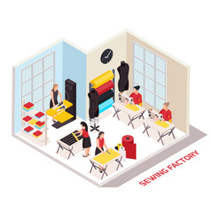 Sewing Factory Isometric Composition