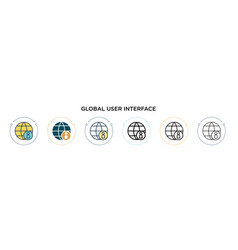 Global User Interface Icon In Filled Thin Line