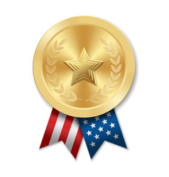 Golden Award Sport Medal With Usa Ribbons And Star