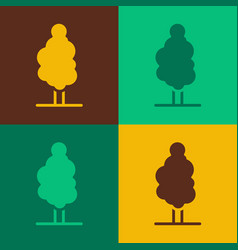 Pop Art Tree Icon Isolated On Color Background