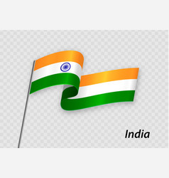 Waving Flag Of India On Flagpole Template