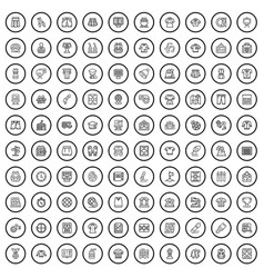 100 Children Icons Set Outline Style