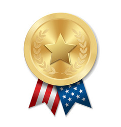 Golden Award Sport Medal With Usa Ribbons And Star