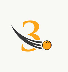 Letter 3 Bowling Logo Bowling Ball Symbol