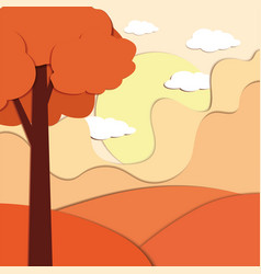 Orange Autumn Background Paper Art Style