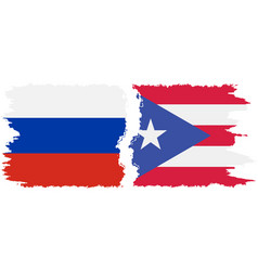 Puerto Rico And Russia Grunge Flags Connection