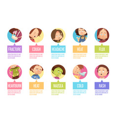 Cartoon Sickness Child Icon Set