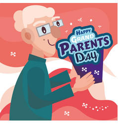 Colored Grandparents Day Poster With Happy Grandpa