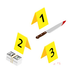 Crime Scene With Yellow Evidence Markers