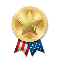 Golden Award Sport Medal With Usa Ribbons And Star